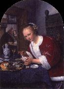 Jan Steen Girl offering oysters oil painting